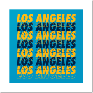 Los Angeles - Echo Graphic on Blue Posters and Art